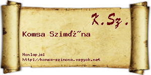 Komsa Szimóna névjegykártya